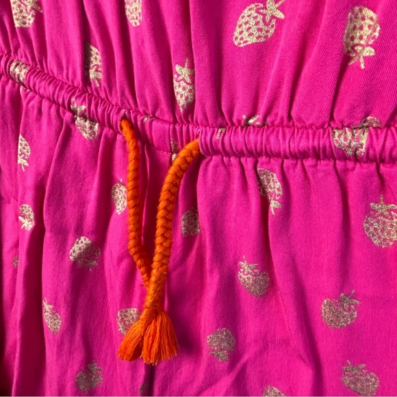 Boden Girls 11Y-12Y Pink/Gold Pineapple cinched waist Romper w/braided tassels - Picture 4 of 10